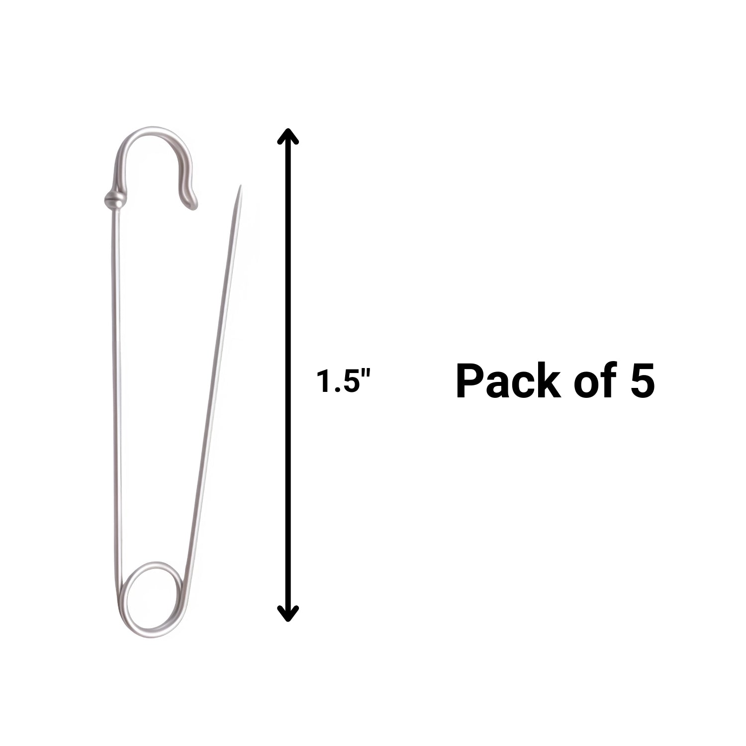 Silver Heavy Duty Extra Large Safety Pins Pack of 5 1.5" | Merthyr Tydfil | Why Not Shop Online