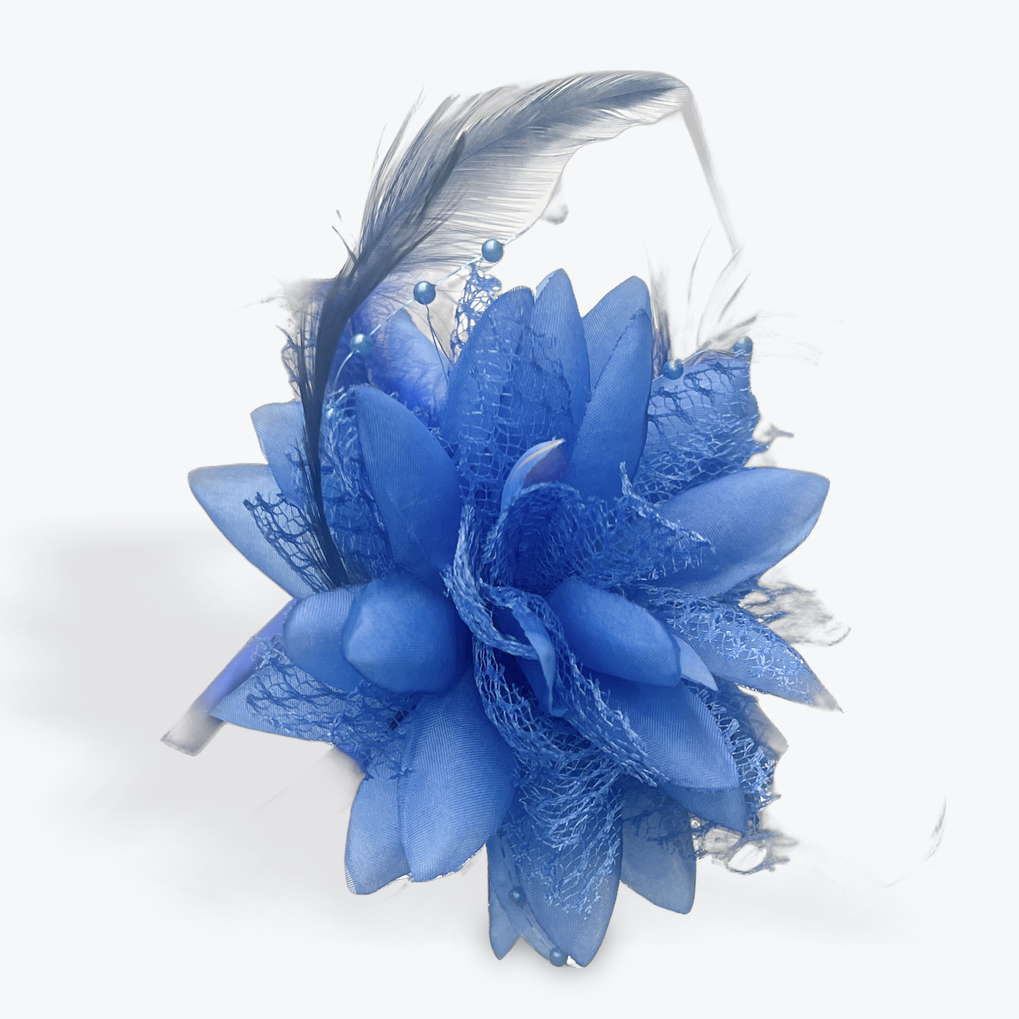 Royal Blue Fascinator Elegant Flower Headband And Clip With Artificial Feathers | Merthyr Tydfil | Why Not Shop Online