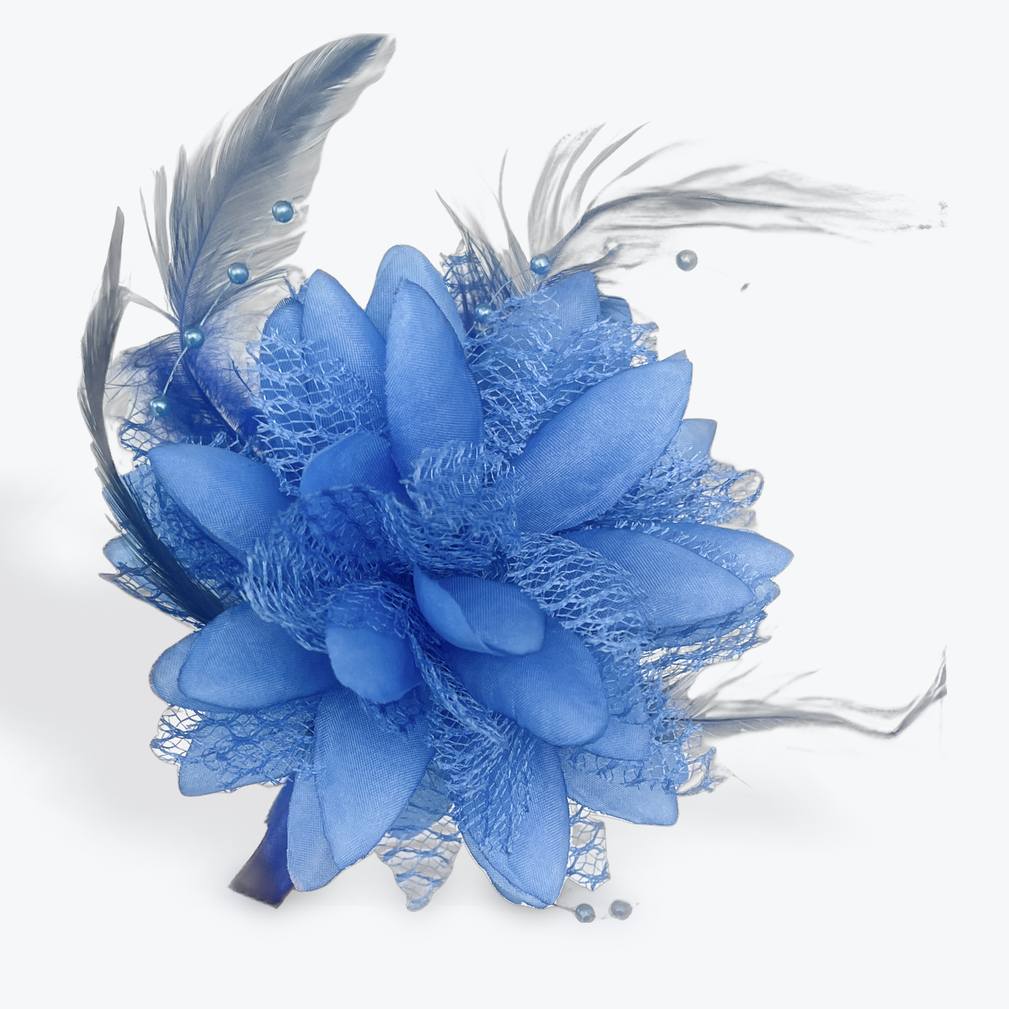 Royal Blue Fascinator Elegant Flower Headband And Clip With Artificial Feathers | Merthyr Tydfil | Why Not Shop Online