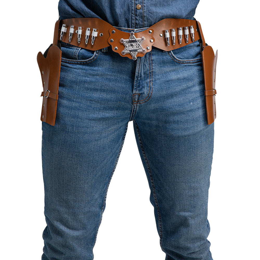 Adults Fancy Dress Brown Cowboy Belt With 2 Holsters | Merthyr Tydfil | Why Not Shop Online