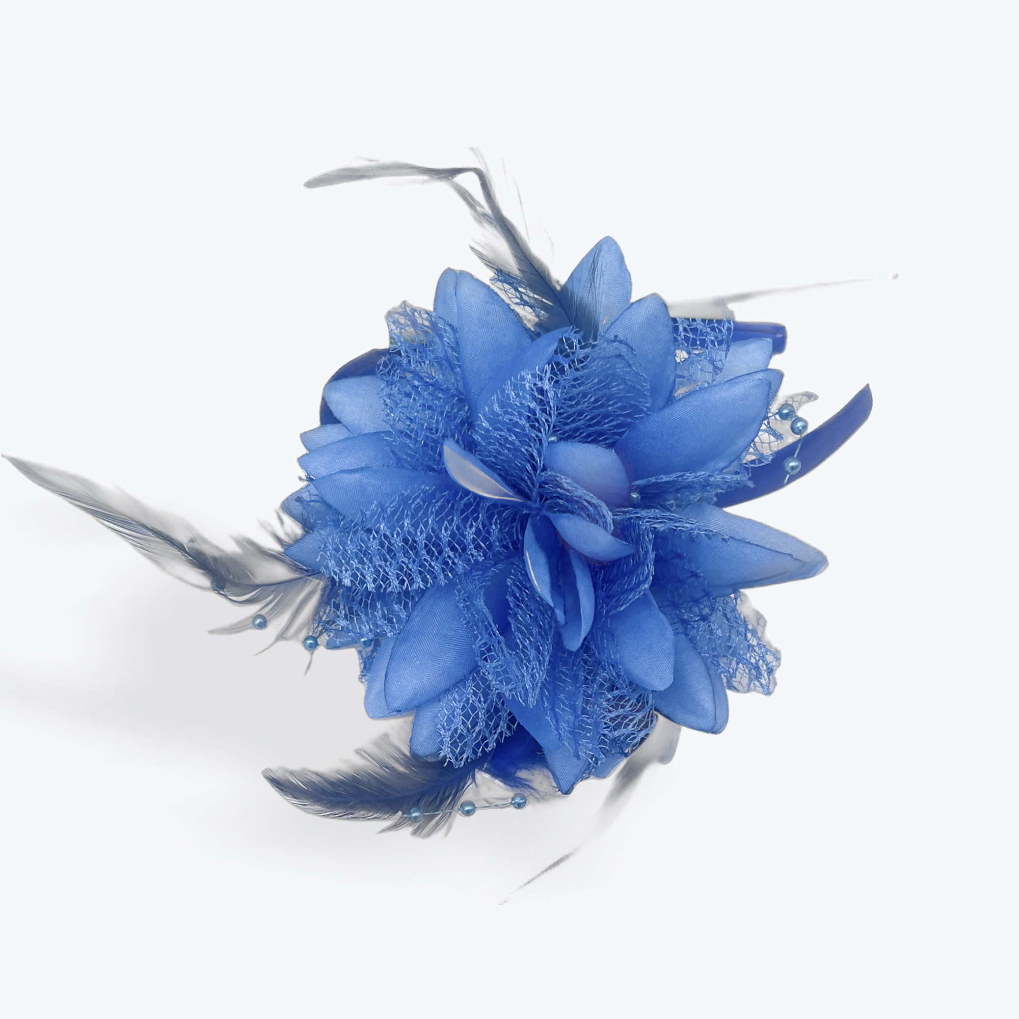Royal Blue Fascinator Elegant Flower Headband And Clip With Artificial Feathers | Merthyr Tydfil | Why Not Shop Online