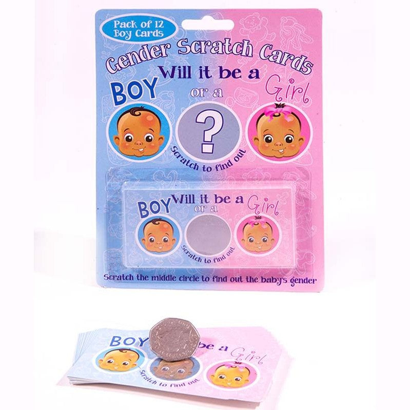 Gender Reveal Scratch Cards For Boys Pack of 12 Ideal For Baby Shower Games | Why Not Shop