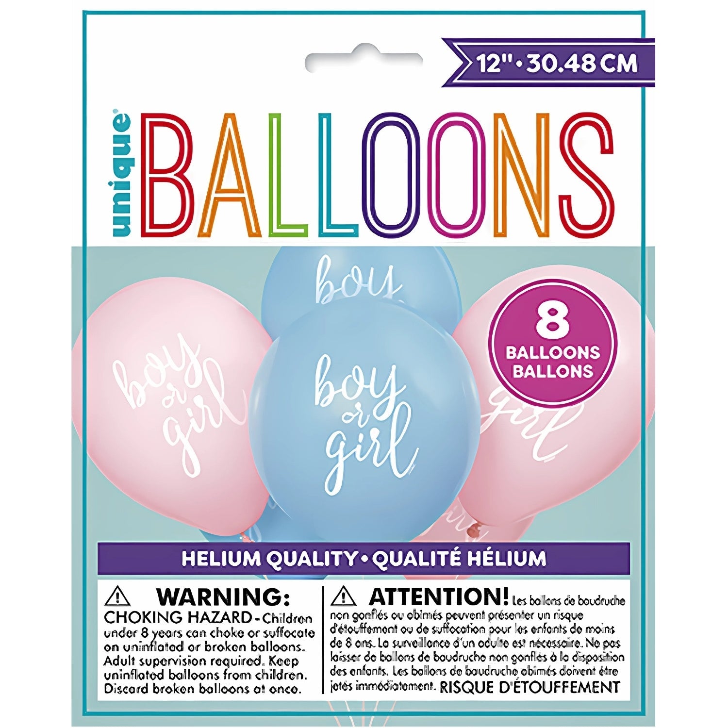 Gender Reveal 12" Latex Balloons Pack of 8 | Why Not Shop