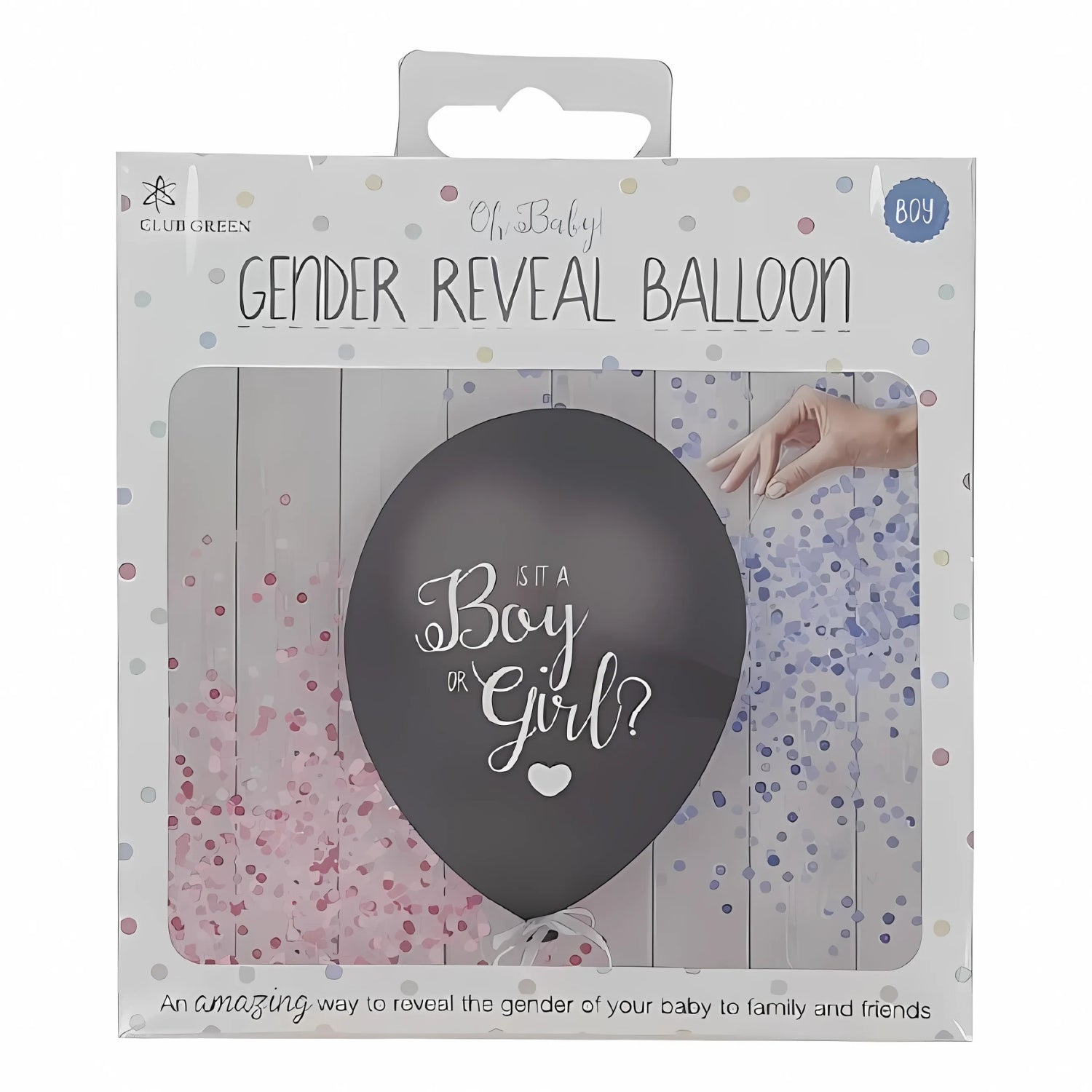 Gender Reveal Black Balloons (BOY) with Blue Confetti | Why Not Shop
