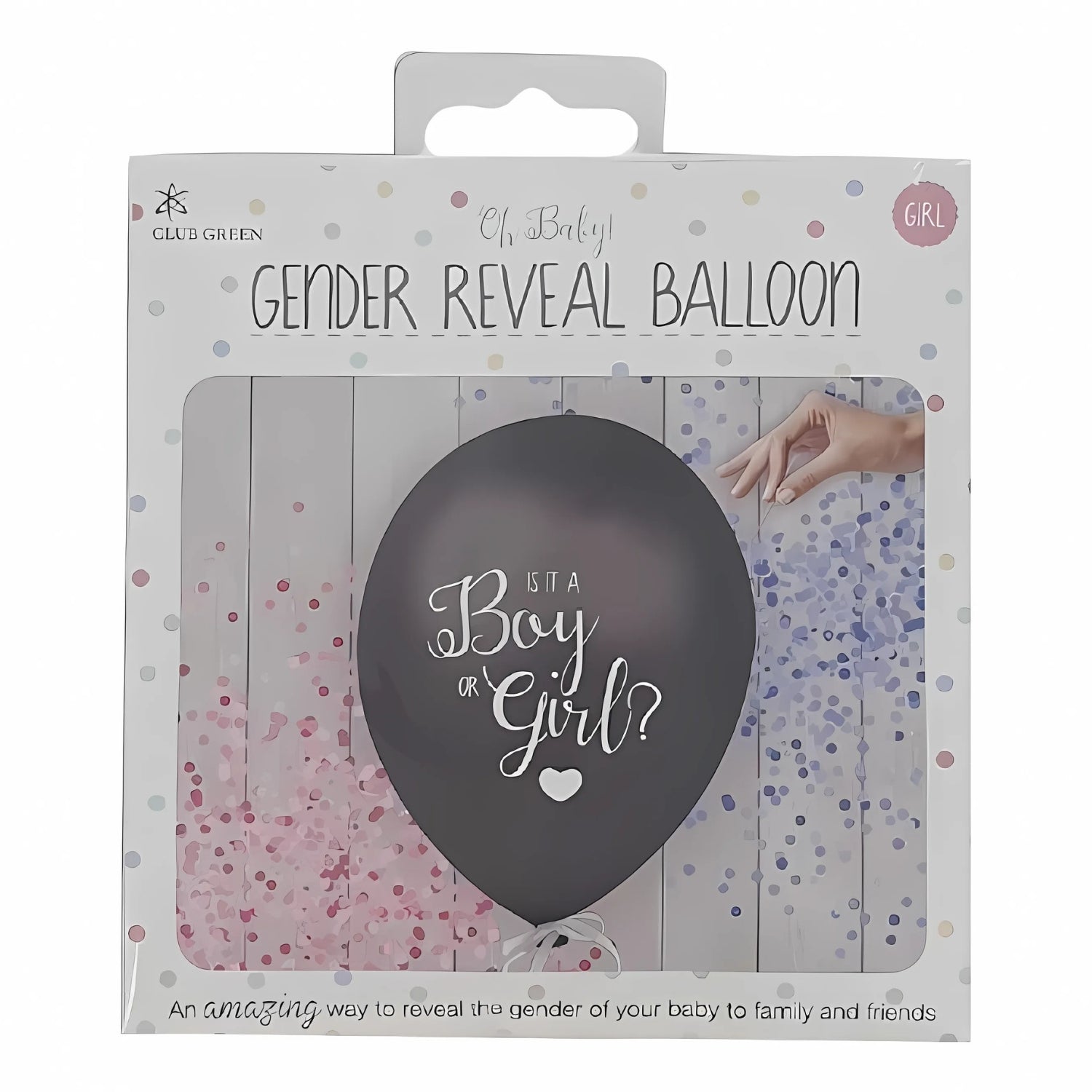Gender Reveal Black Balloons (GIRL) with Pink Confetti | Why Not Shop