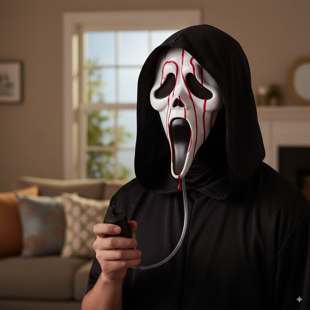 Screaming Ghost Face Mask with Shroud And Blood Pump | Merthyr Tydfil | Why Not Shop Online