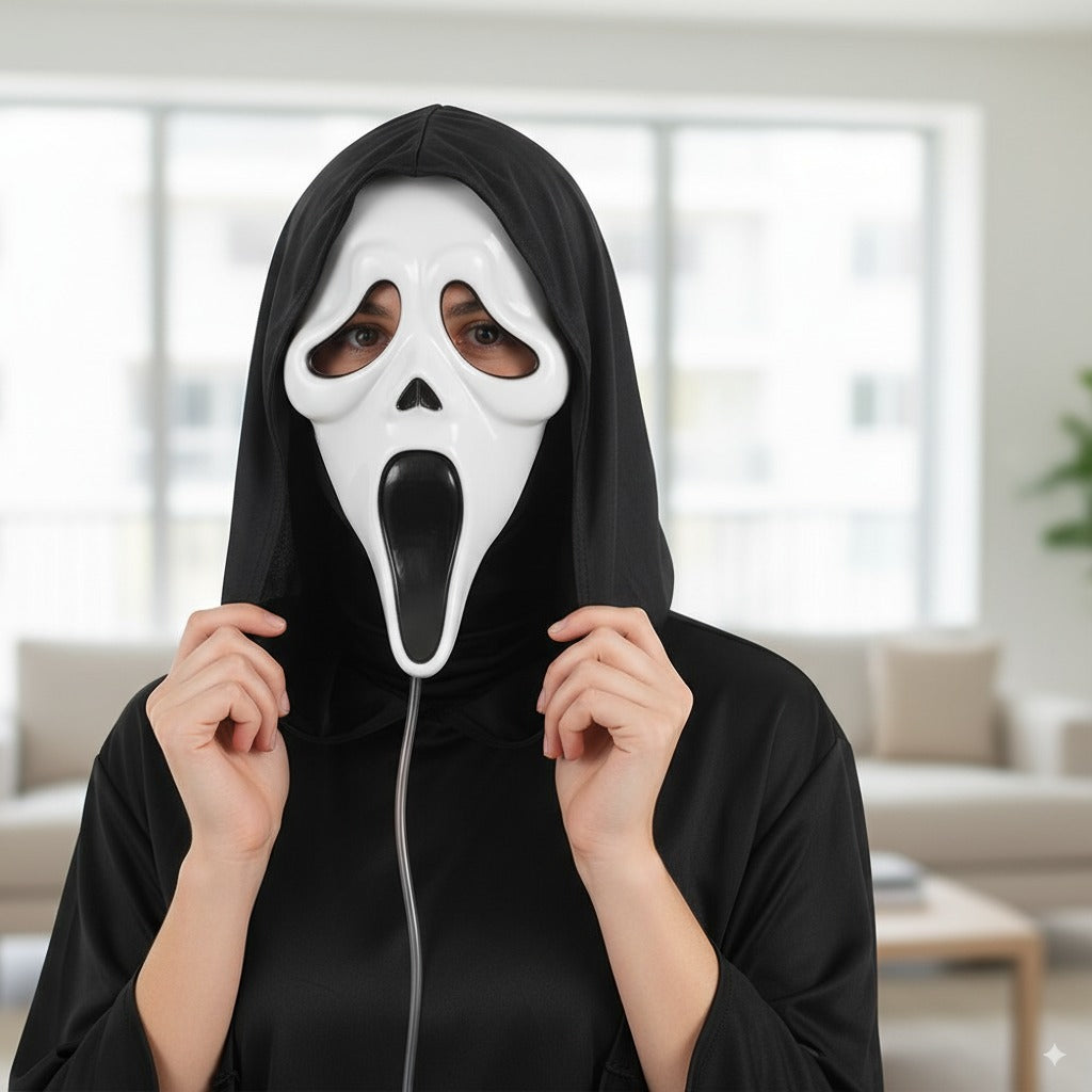 Screaming Ghost Face Mask with Shroud And Blood Pump | Merthyr Tydfil | Why Not Shop Online