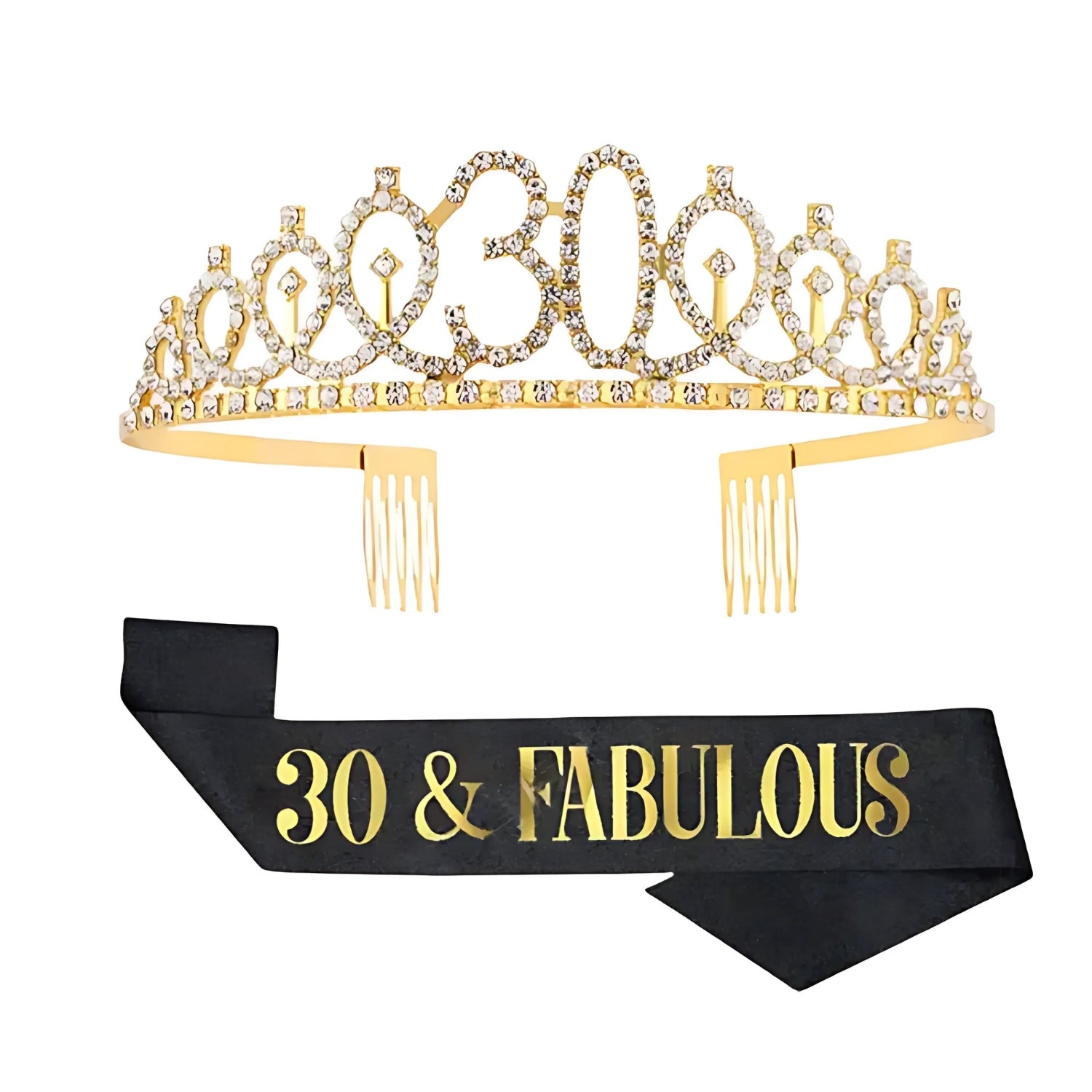 Gold 30th Birthday Tiara With Black And Gold Sash 30 And Fabulous | Why Not Shop