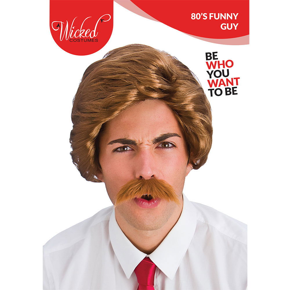 Mens 80s News Guy Fancy Dress Wig - Retro Brown | Merthyr Tydfil | Why Not Shop Online