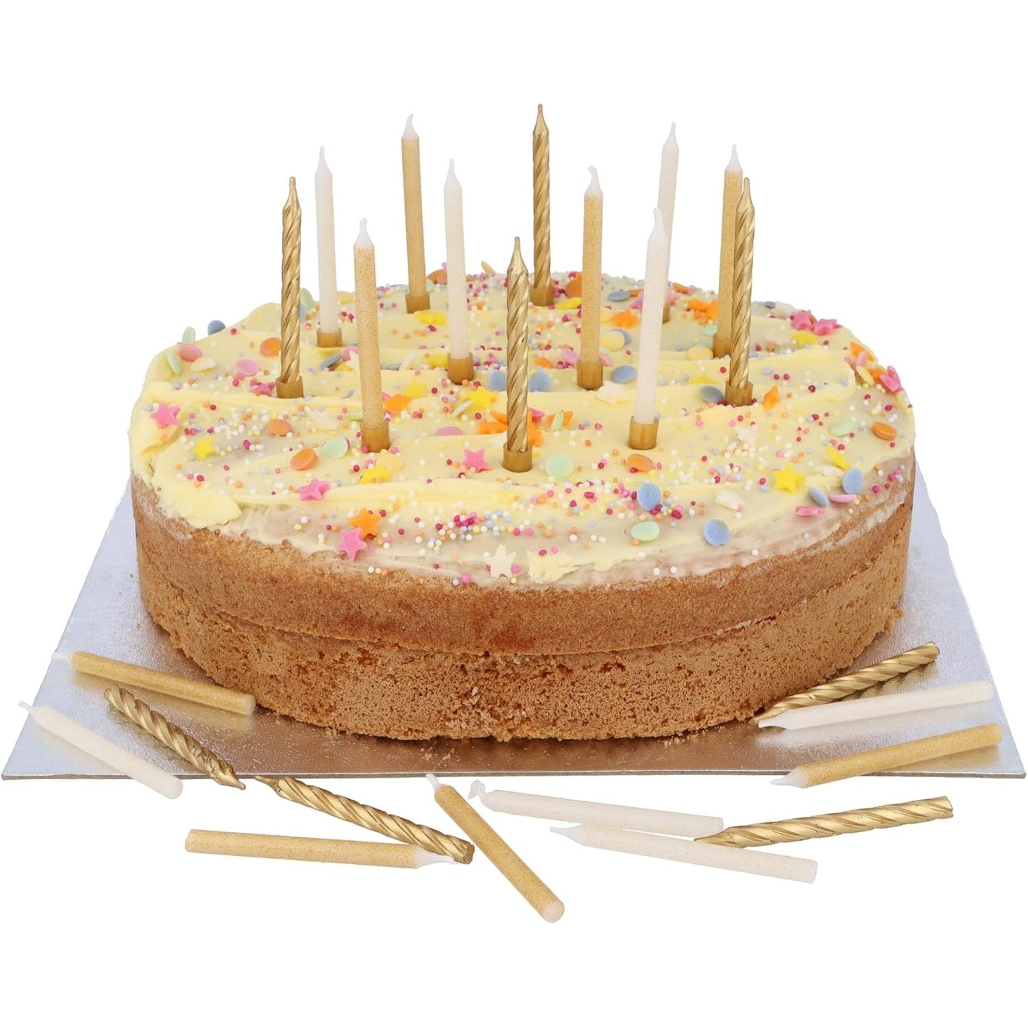Party Candles 24 With 12 Holders 6Cm - Assorted Gold Mix | Merthyr Tydfil | Why Not Shop Online