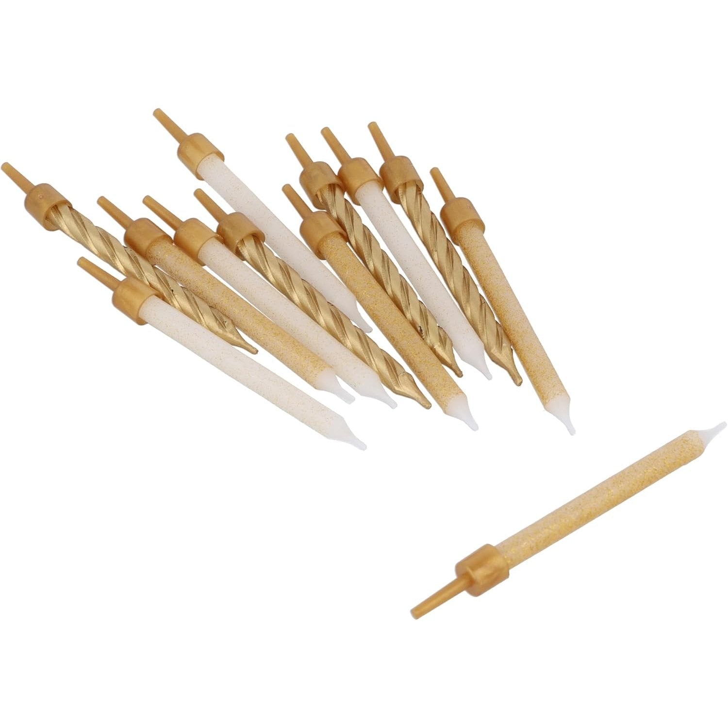 Party Candles 24 With 12 Holders 6Cm - Assorted Gold Mix | Merthyr Tydfil | Why Not Shop Online