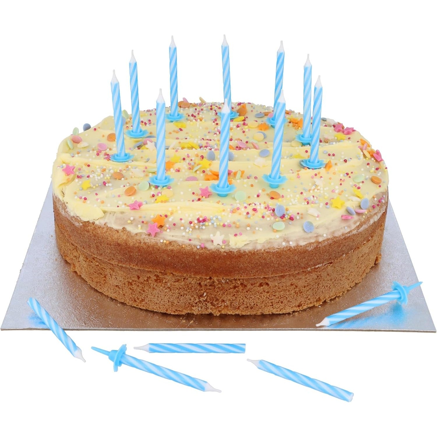 Party Candles 24 With 12 Holders 6cm - Blue | Merthyr Tydfil | Why Not Shop Online