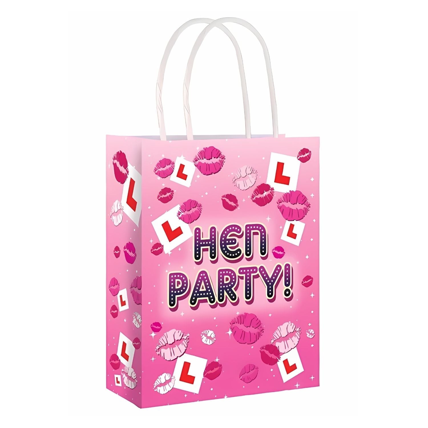 Pink Hen Party L Plate Paper Favor Gift Bags With Handles | Why Not Shop