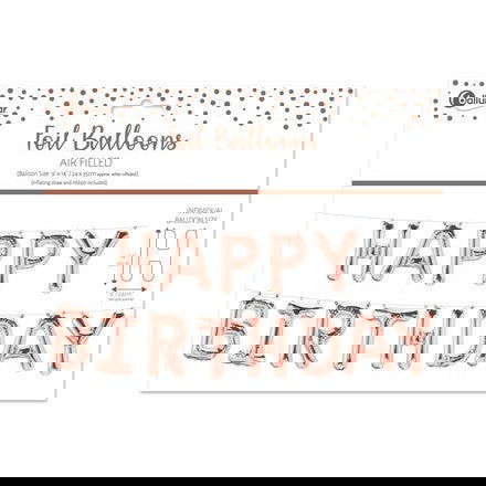 Rose Gold Happy Birthday Air Filled Foil Balloons 24 x 35cm | Why Not Shop