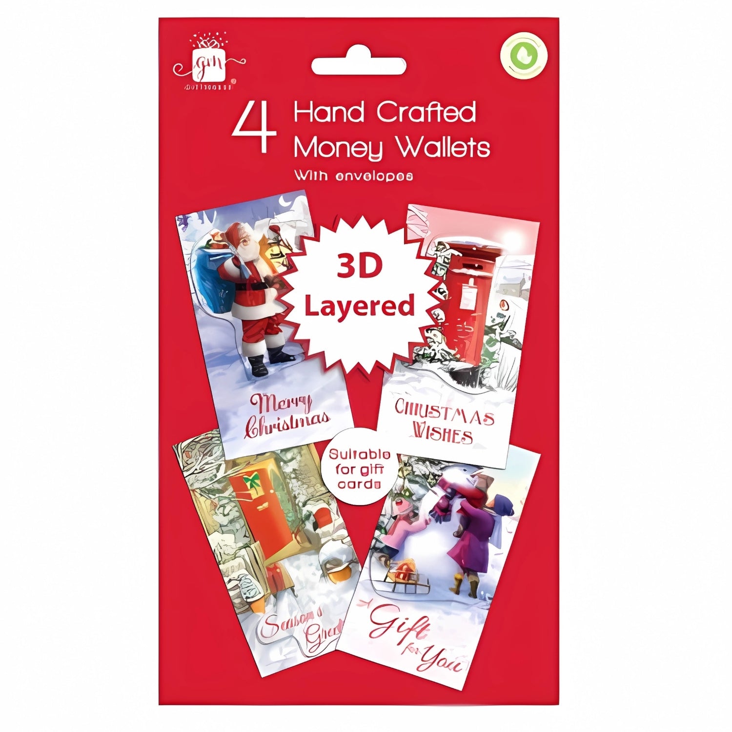 Set of 4 Christmas Money Wallets with Envelopes: 3D Layered Traditional Design | Merthyr Tydfil | Why Not Shop Online