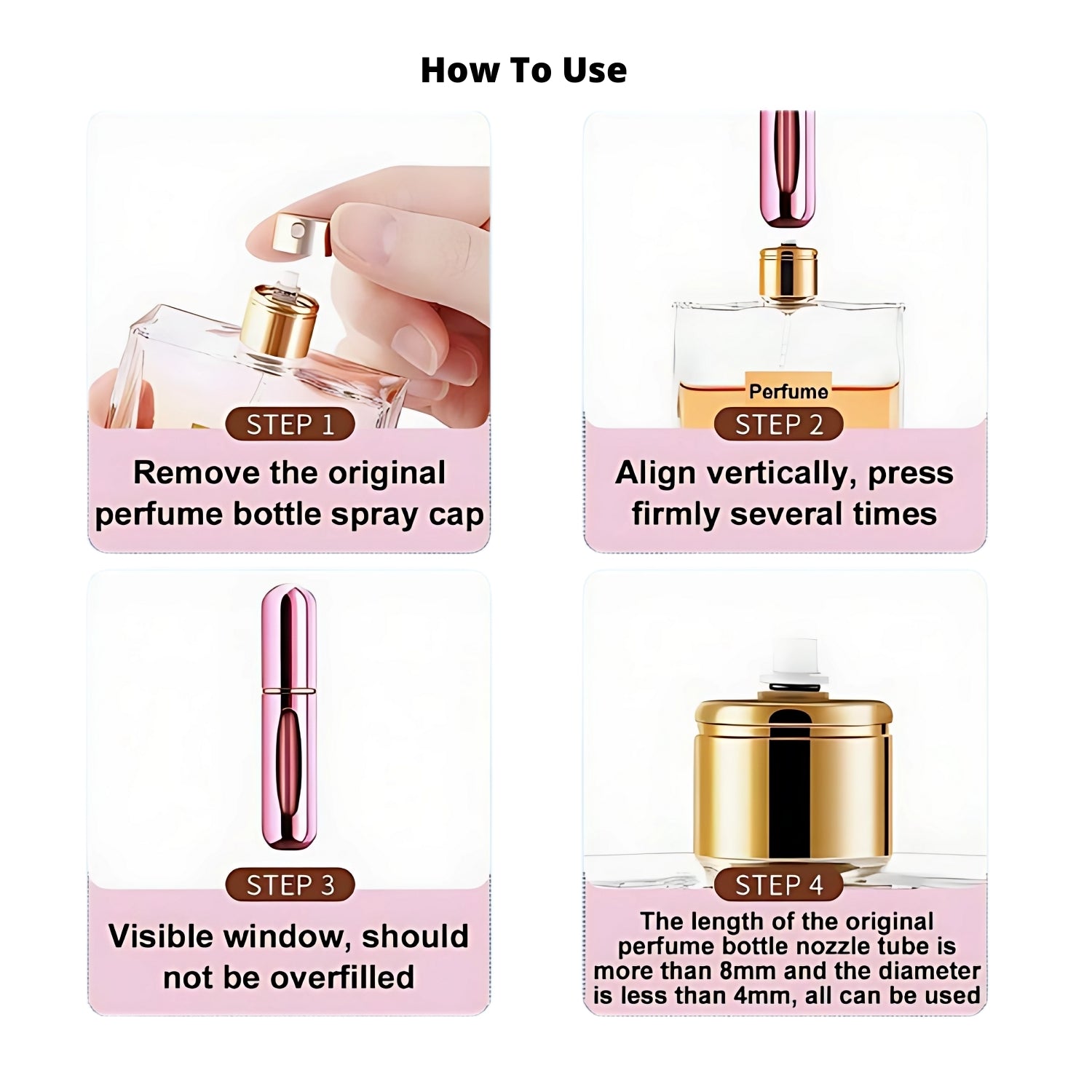 Portable Mini Refillable Perfume Spray Bottle Atomiser 5ml Metallic Pink | Merthyr Tydfil | Why Not Shop Online