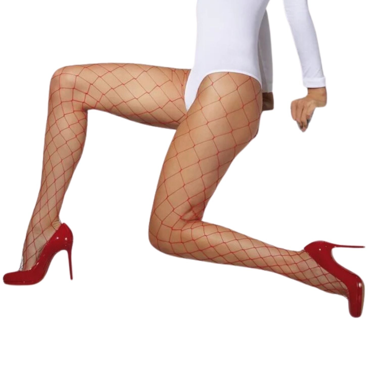 Womens Diamond Net Red Tights | Why Not Shop