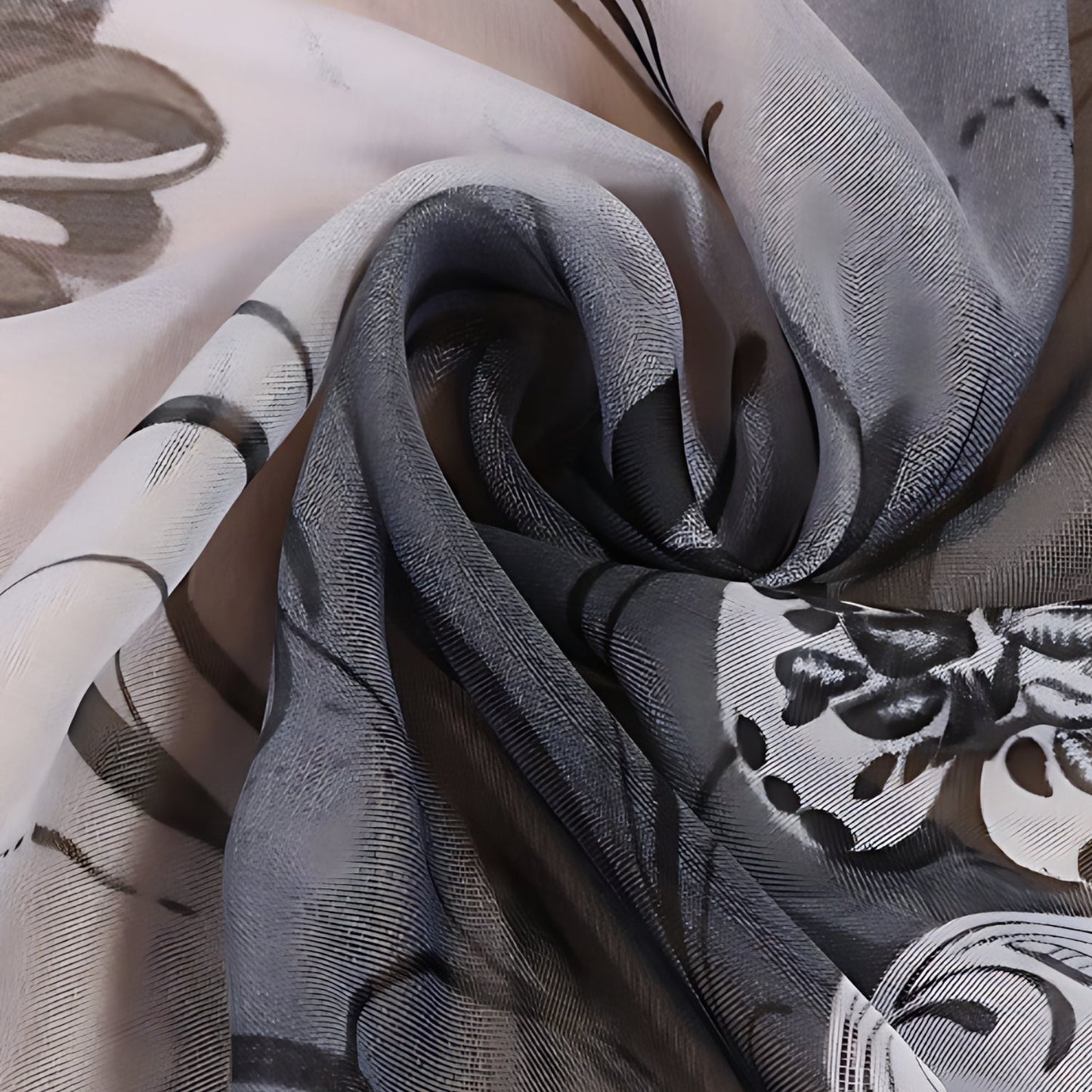 Womens Floral Print Chiffon Scarf Grey | Why Not Shop