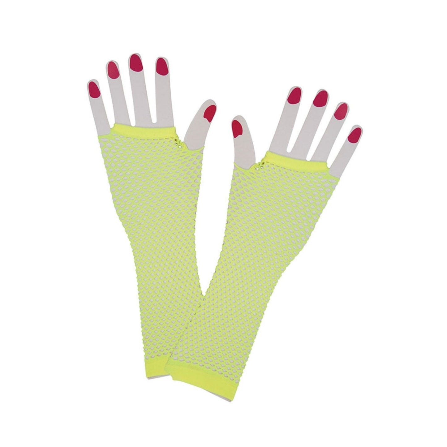 Womens Long 80's Net Gloves - Neon Yellow | Why Not Shop