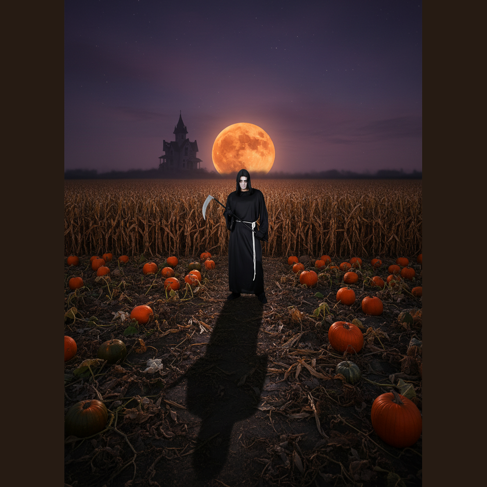 Adults Grim Reaper Costume Black Robe With Hood And Belt | Merthyr Tydfil | Why Not Shop Online
