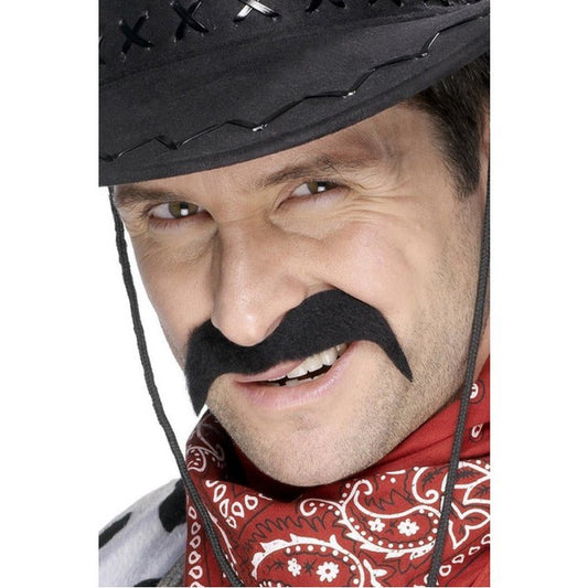 Bold Black Cowboy Self Adhesive Moustaches