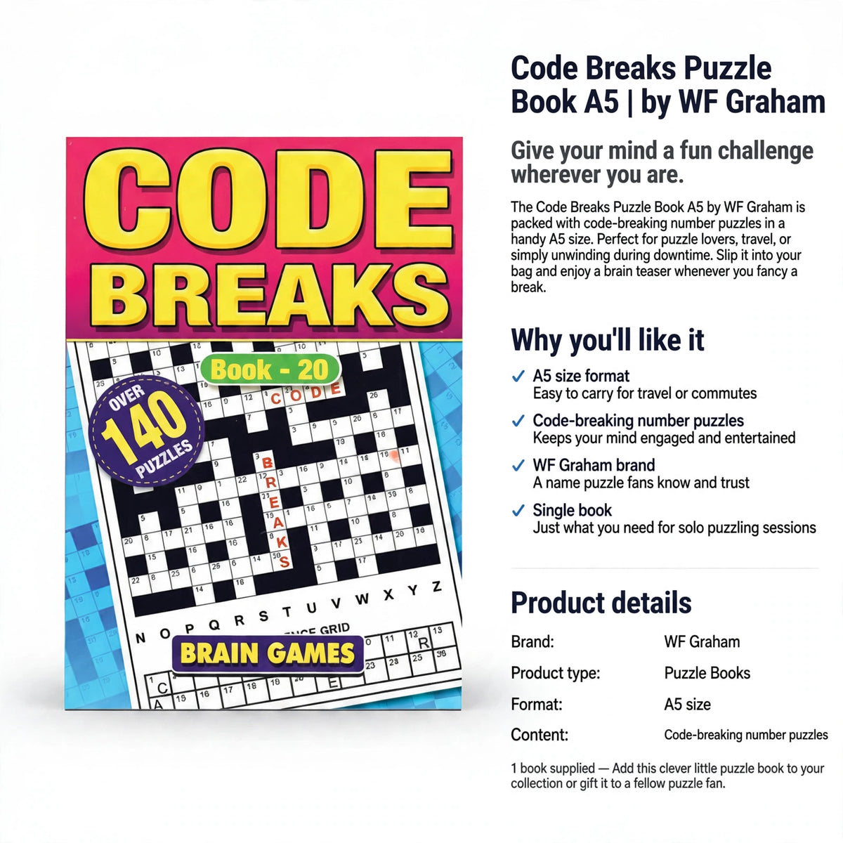 Puzzle book designed for solo puzzling sessions and easy carrying