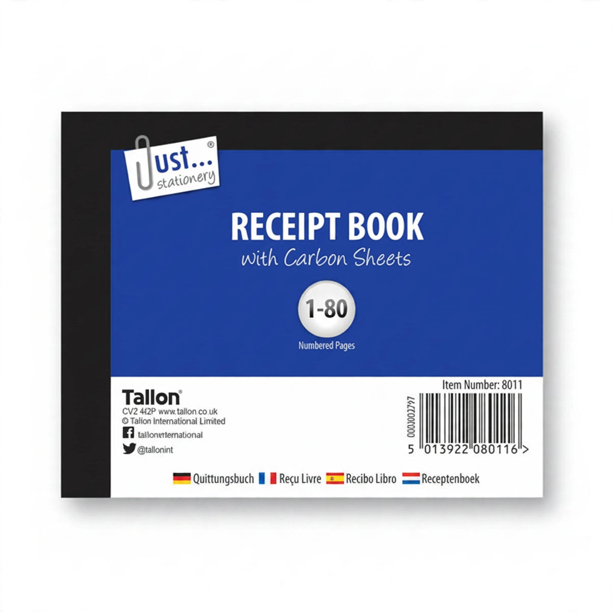 Just Stationery Receipt Book with 80 sheets and duplicate copies