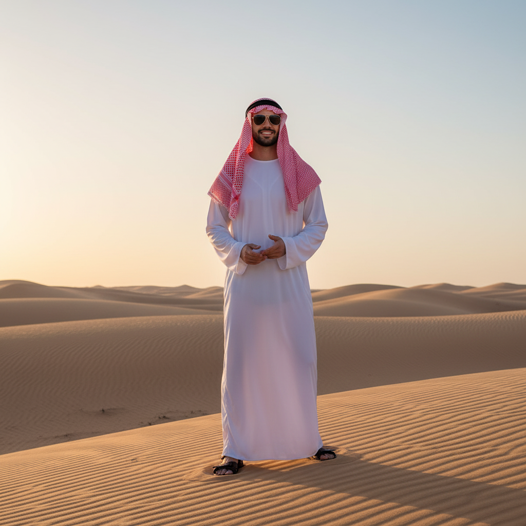 Mens Arab Sheikh Fancy Dress Costume White Robe And Headpiece L One Size | Merthyr Tydfil | Why Not Shop Online