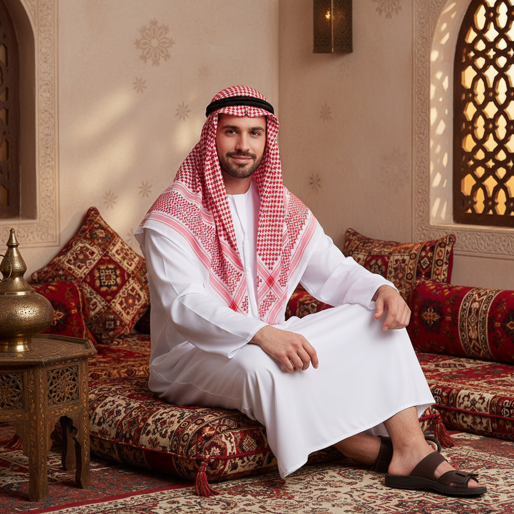 Mens Arab Sheikh Fancy Dress Costume White Robe And Headpiece L One Size | Merthyr Tydfil | Why Not Shop Online