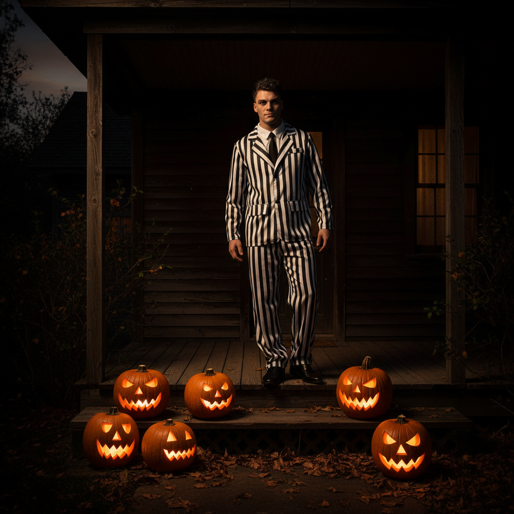Adults Beetlejuice Black & White Striped Suit | Merthyr Tydfil | Why Not Shop Online