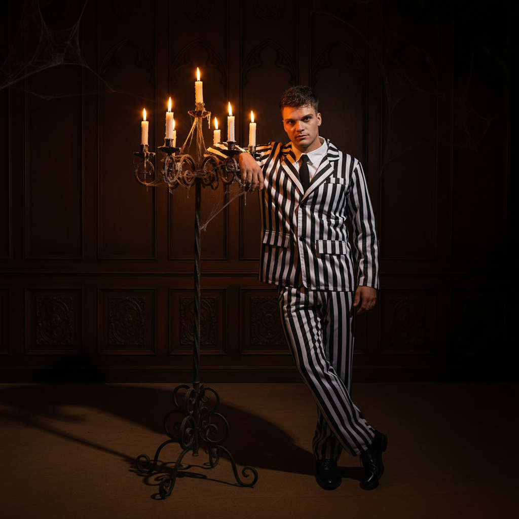 Adults Beetlejuice Black & White Striped Suit | Merthyr Tydfil | Why Not Shop Online