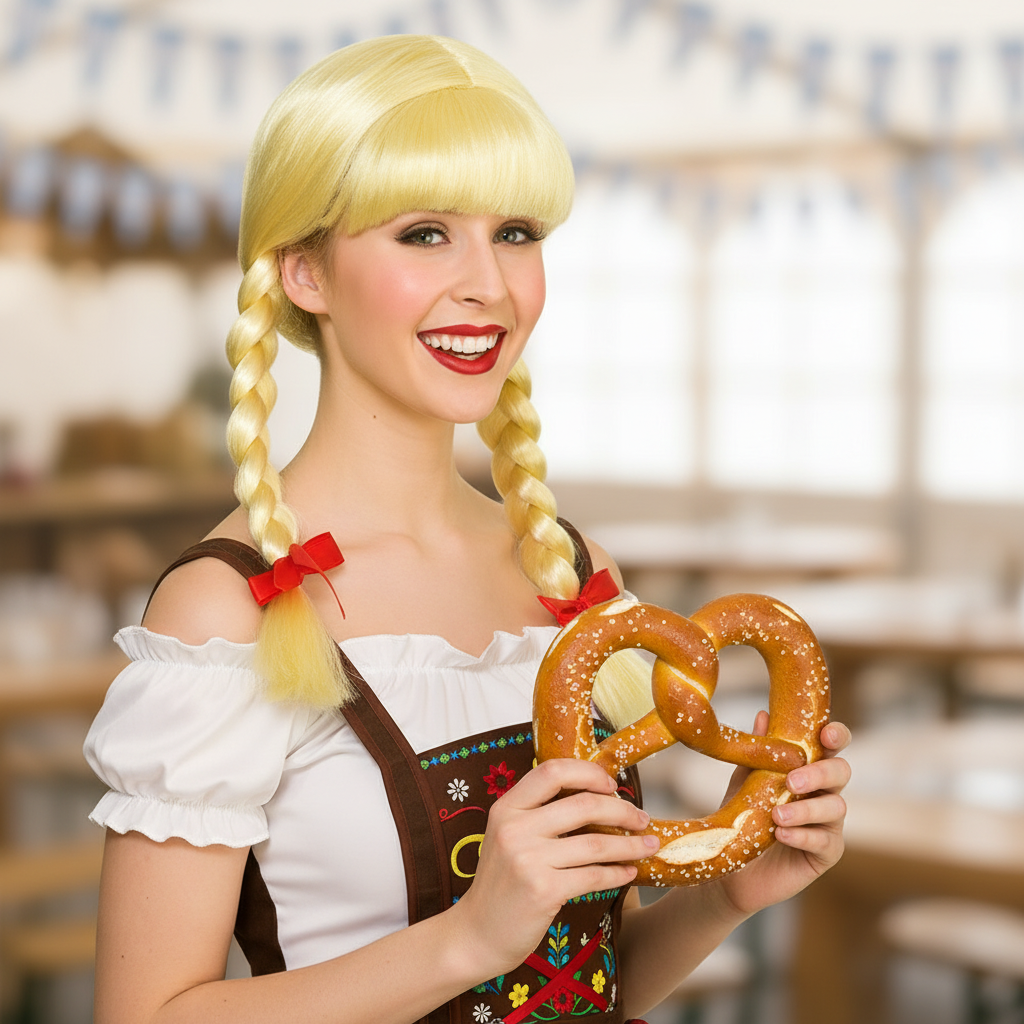 Oktoberfest Funny Beer Girl Plaited Fancy Dress Wig Blonde | Merthyr Tydfil | Why Not Shop Online