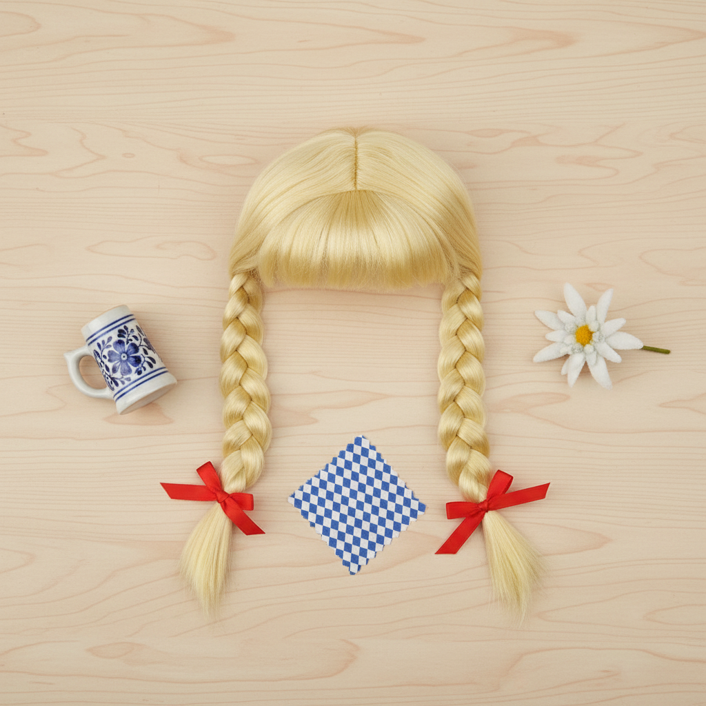 Oktoberfest Funny Beer Girl Plaited Fancy Dress Wig Blonde | Merthyr Tydfil | Why Not Shop Online