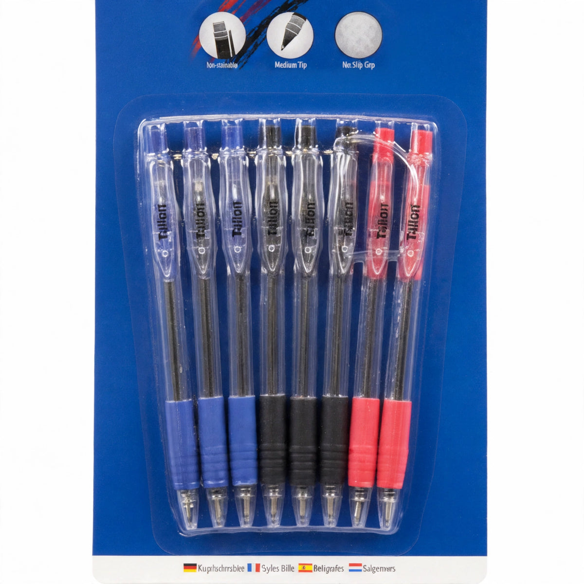 Close-up of Tallon retractable pen with rubber grip and click mechanism