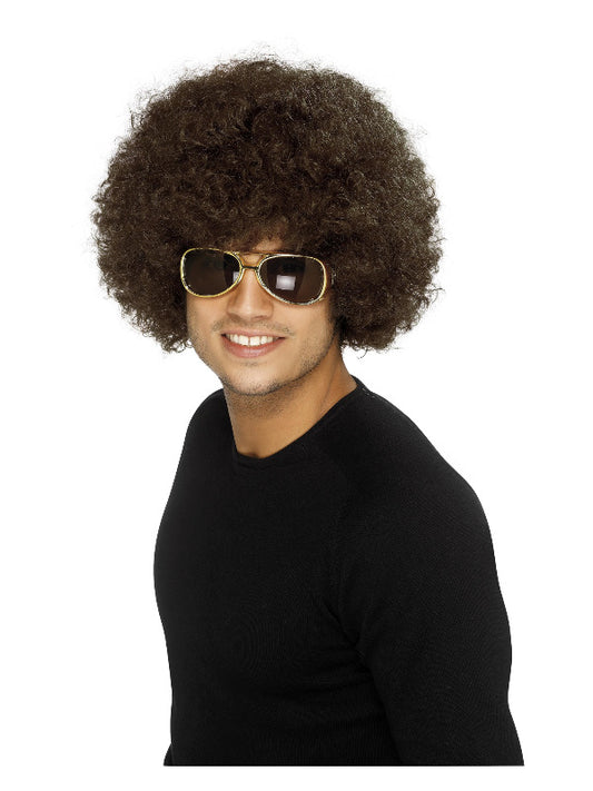 Unisex 1970s Funky Brown Afro Wig