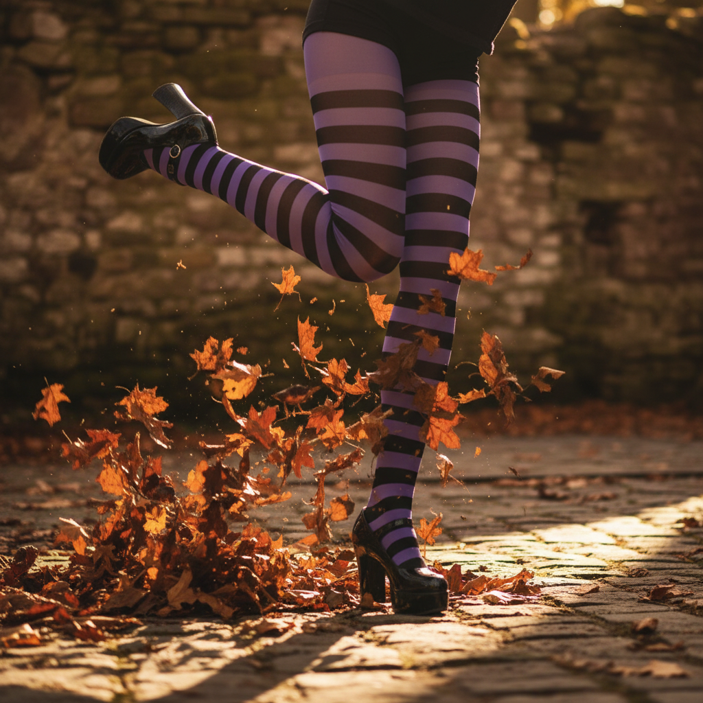 Womens Purple And Black Striped Tights | Merthyr Tydfil | Why Not Shop Online