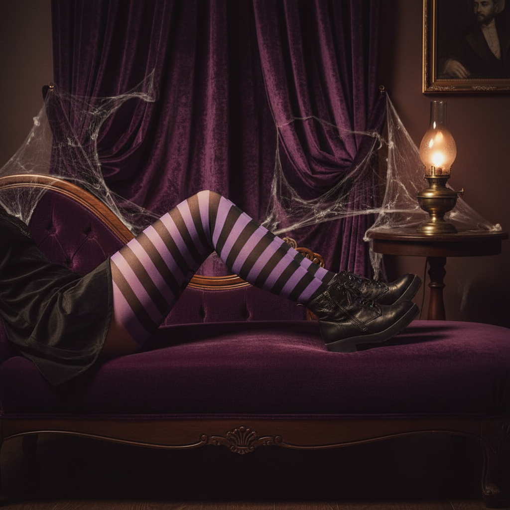Womens Purple And Black Striped Tights | Merthyr Tydfil | Why Not Shop Online