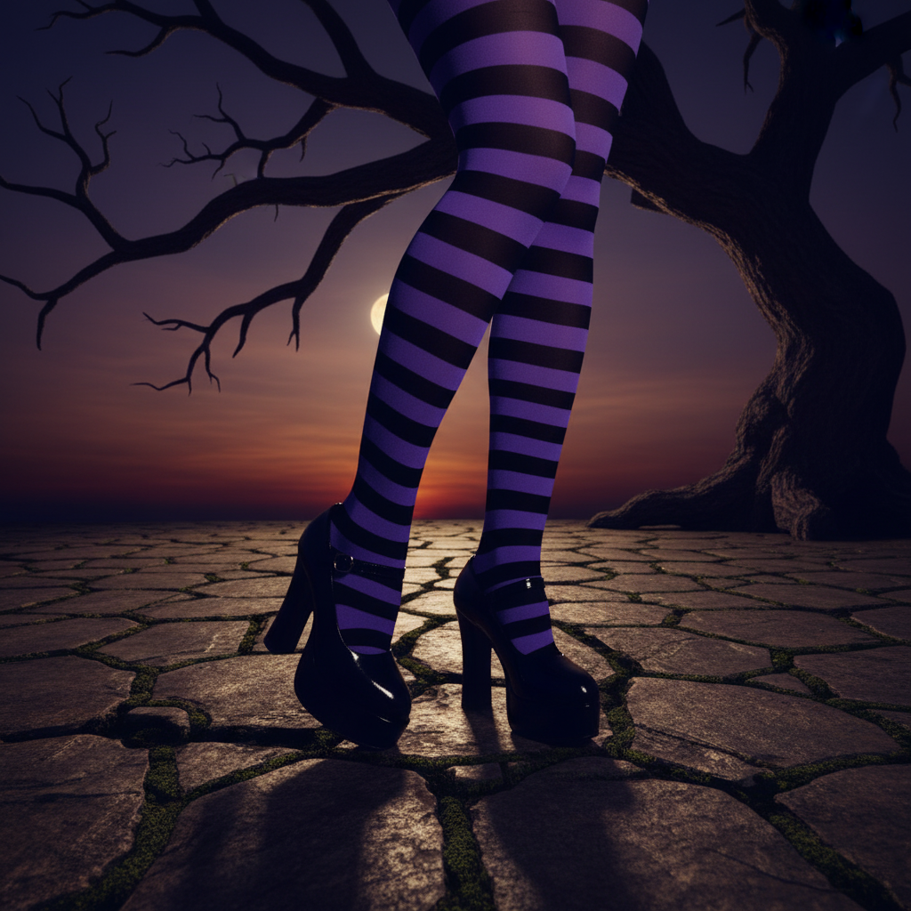 Womens Purple And Black Striped Tights | Merthyr Tydfil | Why Not Shop Online