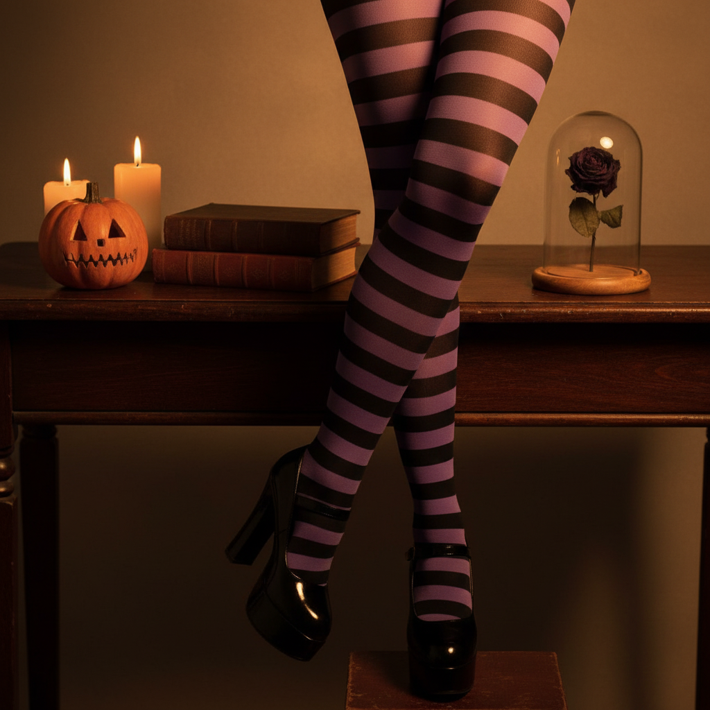 Womens Purple And Black Striped Tights | Merthyr Tydfil | Why Not Shop Online