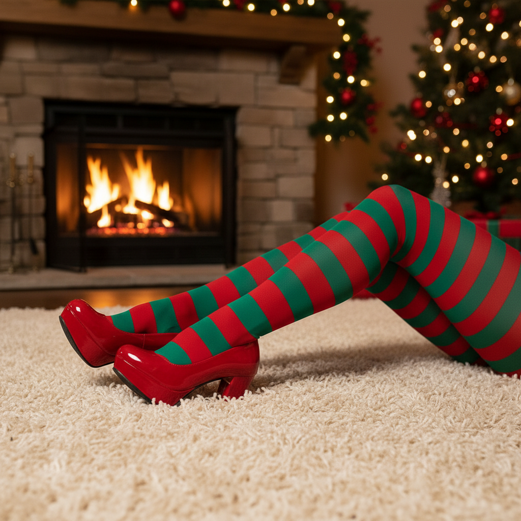 Womens Red And Green Striped Tights | Merthyr Tydfil | Why Not Shop Online