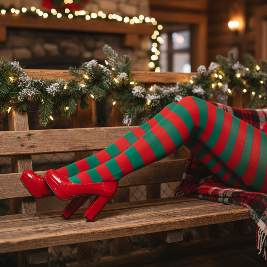 Womens Red And Green Striped Tights | Merthyr Tydfil | Why Not Shop Online