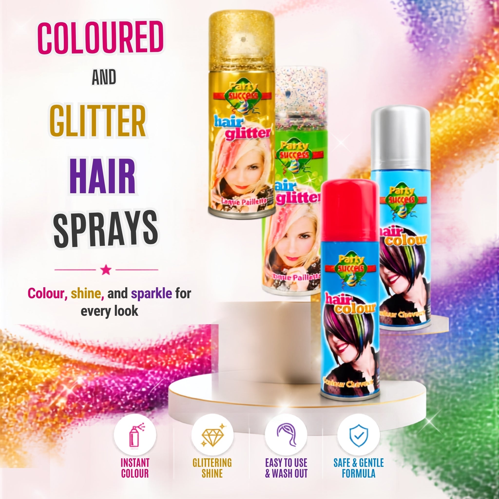 Buy Coloured And Glitter Spray In Wash Out Hair Sprays | Why Not Shop Online