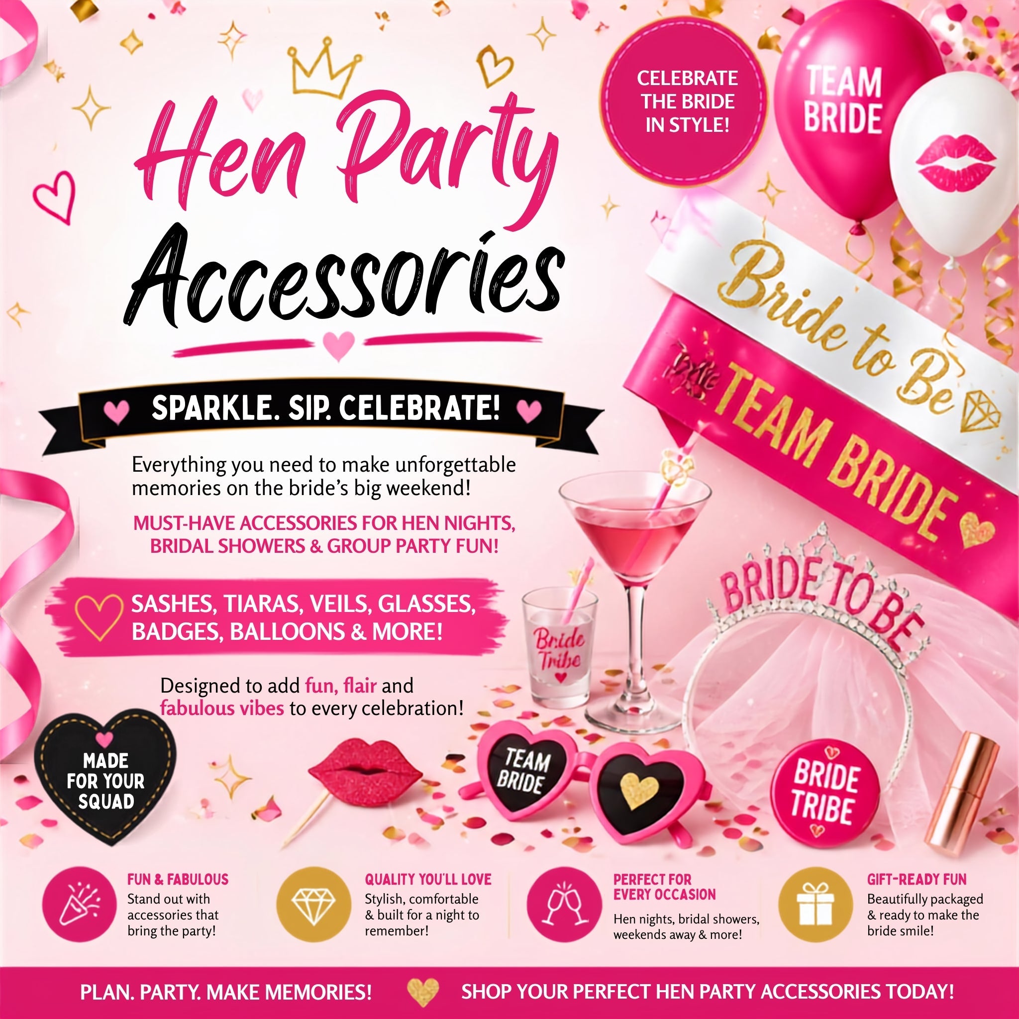Hen Party Accessories: Sashes, Games & Decorations — Why Not Shop