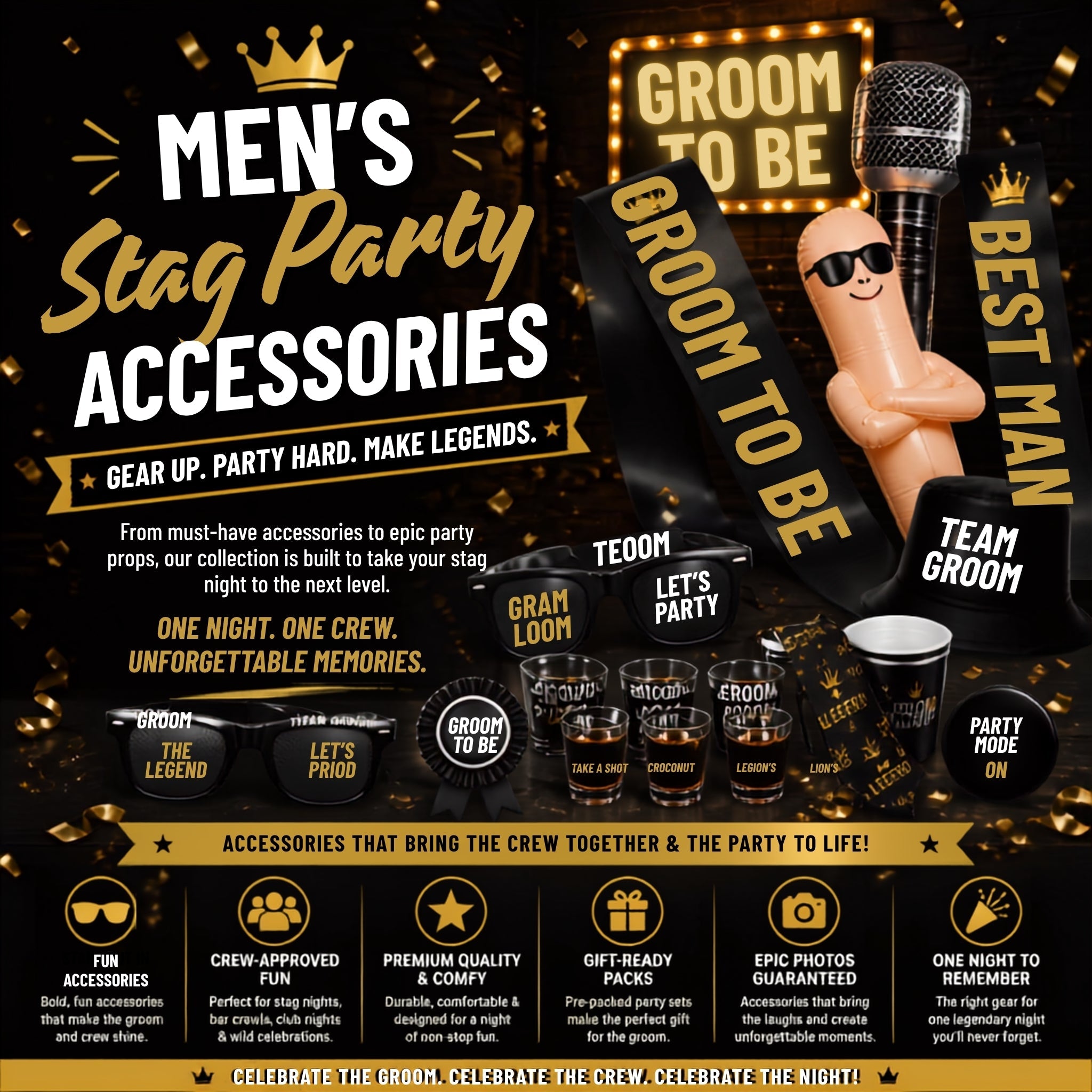 Shop Stag Party Accessories: Sashes, Games & Novelty Gifts — Why Not Shop