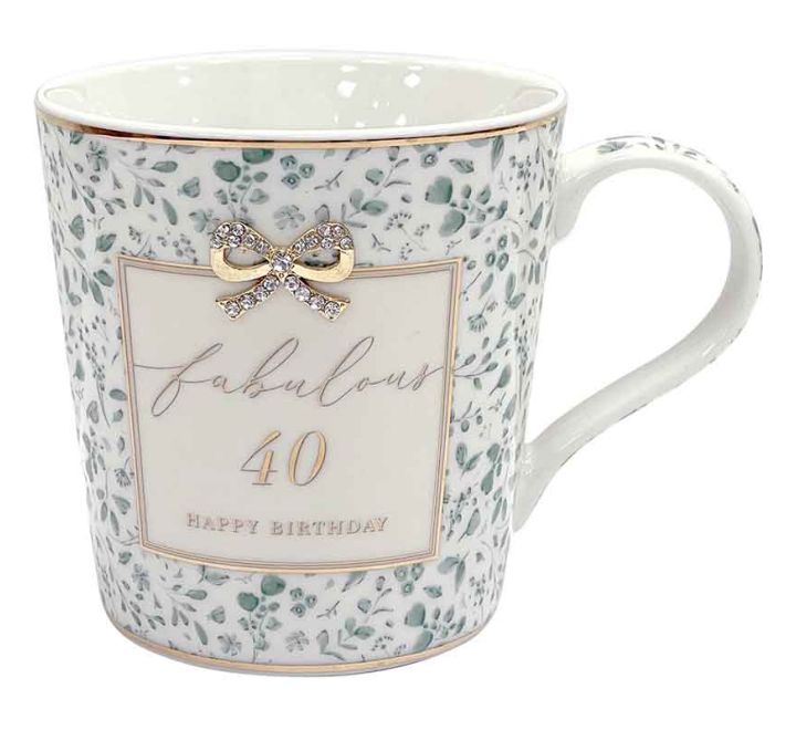 Madelaine Fabulous 40 40th Birthday Boxed Gift Mug With Diamante Bow | Merthyr Tydfil | Why Not Shop Online