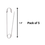 Silver Heavy Duty Extra Large Safety Pins Pack Of 5 1.5" - Why Not Shop