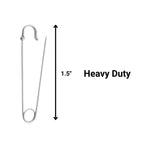 Silver Heavy Duty Extra Large Safety Pins Pack Of 5 1.5" - Why Not Shop