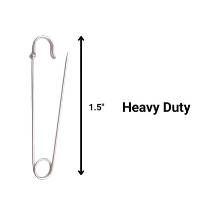 Silver Heavy Duty Extra Large Safety Pins Pack of 5 1.5"