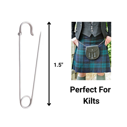 Silver Heavy Duty Extra Large Safety Pins Pack of 5 1.5"