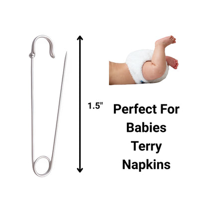Silver Heavy Duty Extra Large Safety Pins Pack of 5 1.5"